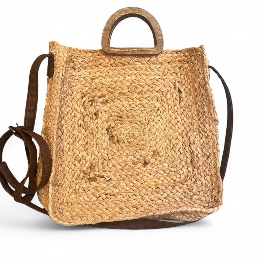 fifth & Luxe Natural Woven Straw Tote Bag